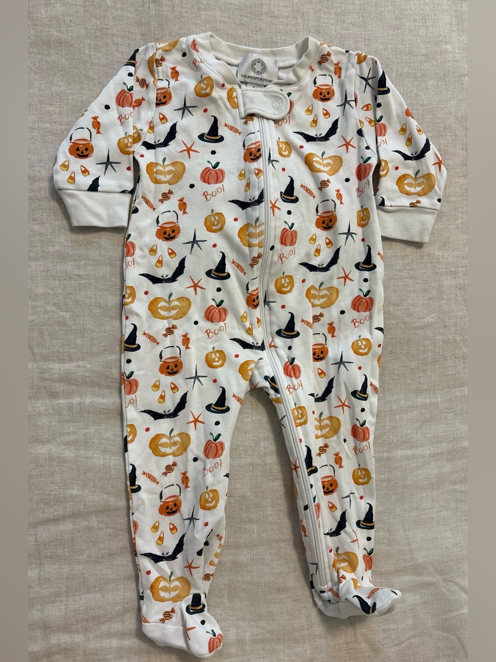 The Proper Peony Halloween Print Zipper Footed Pajamas 6M